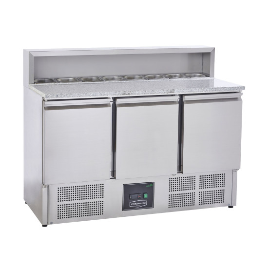 Sterling Pro SPU903PZ 3 Door Granite Top Pizza Prep Counter