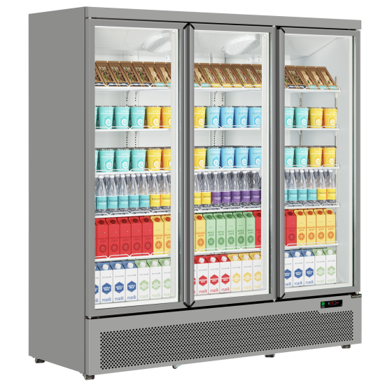 Tefcold Atom Maxi C3DS Silver Three Door Upright Display Fridge