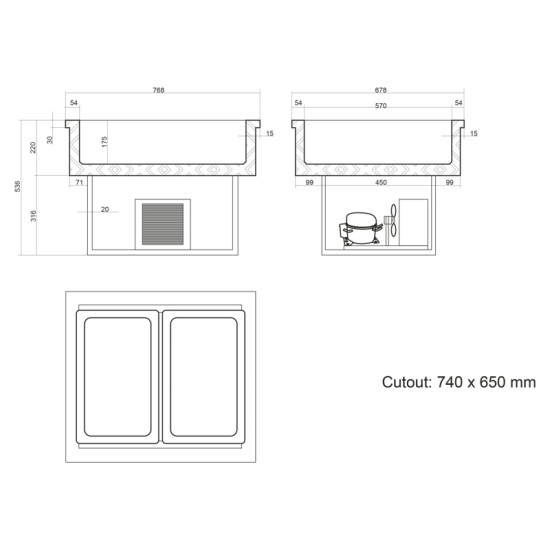 Tefcold CW2 0.8m Stainless Steel Buffet Display