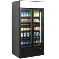 Tefcold FSC1000H Black Double Hinged Door Display Fridge
