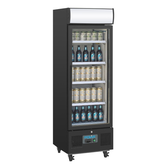 Polar GH426 Black Single Door Upright Display Fridge