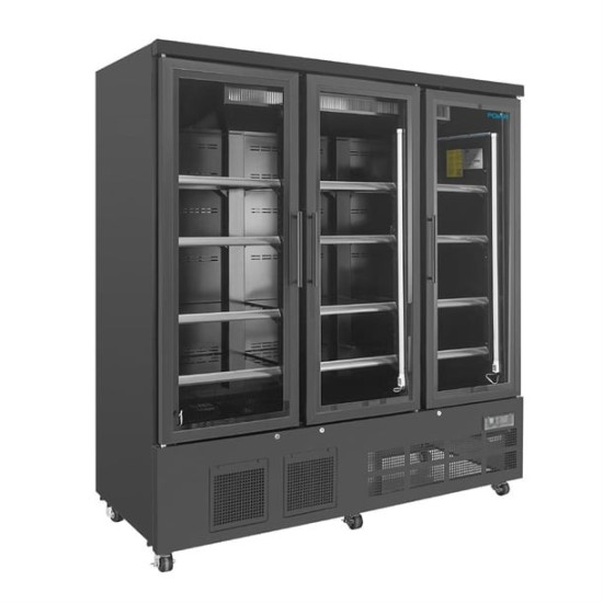 Polar GP486 Black 3 Door Multideck Display Fridge with Doors