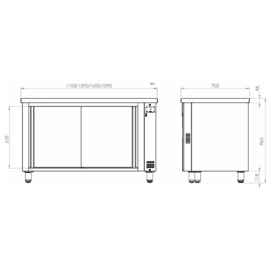 INOMAK HCP11 1.1m Heated Cupboard