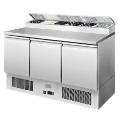 Ice-A-Cool ICE3853 3 Door Refrigerated Saladette Prep Counter