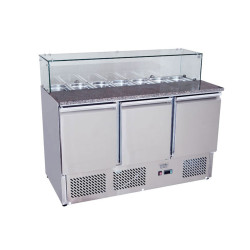 Ice-A-Cool ICE3864GR 3 Door Marble Top Saladette Counter