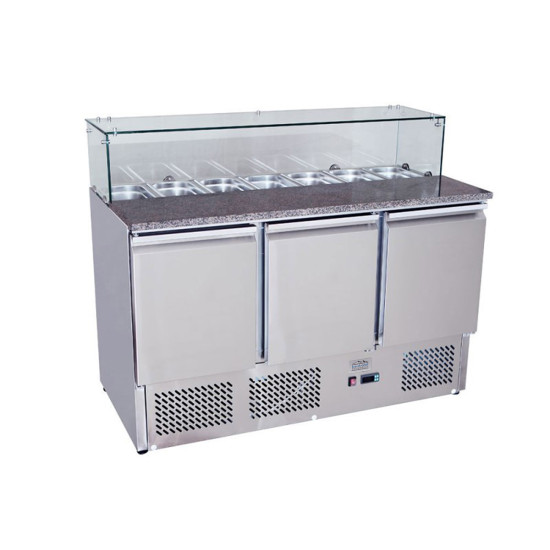 Ice-A-Cool ICE3864GR 3 Door Marble Top Saladette Counter