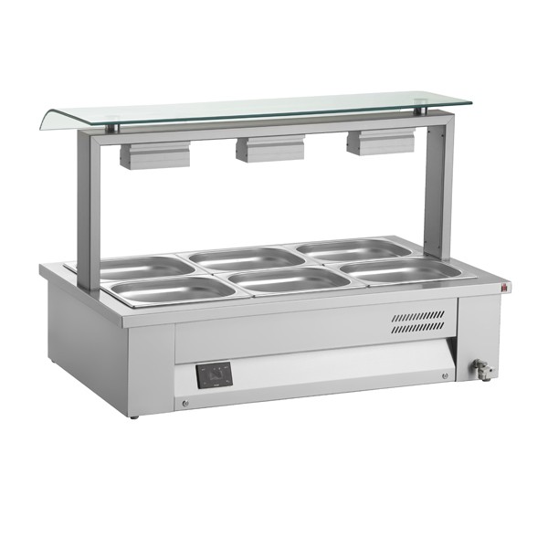 Inomak MEV67 Counter Top Bain Marie with Sneeze Guard