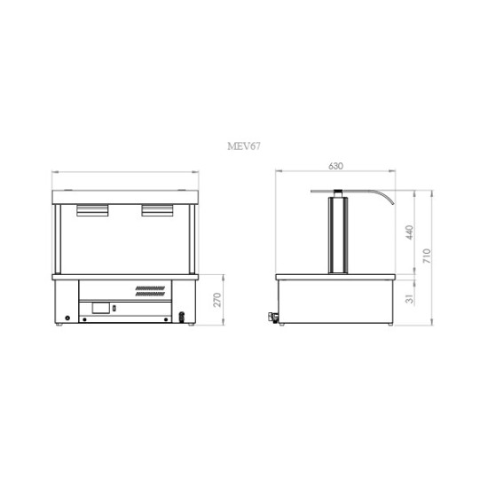 Inomak MEV67 Counter Top Bain Marie with Sneeze Guard