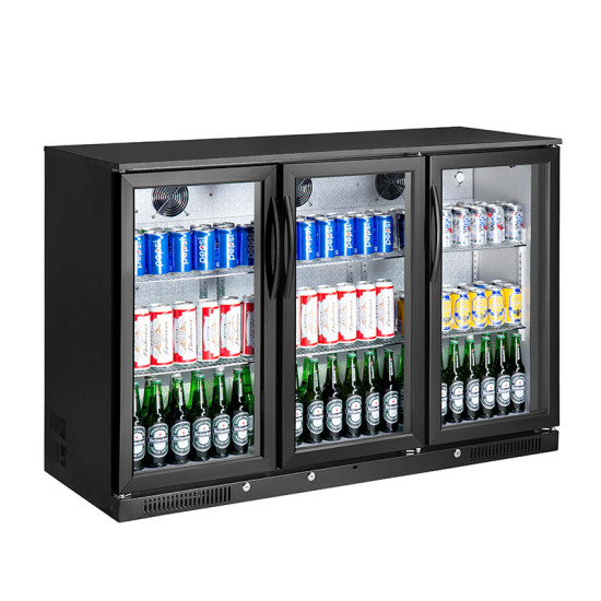 Kool Black Hinged Triple Door Bottle Cooler