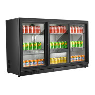 Sterling Pro SP3BS Triple Sliding Door Bottle Cooler Black 