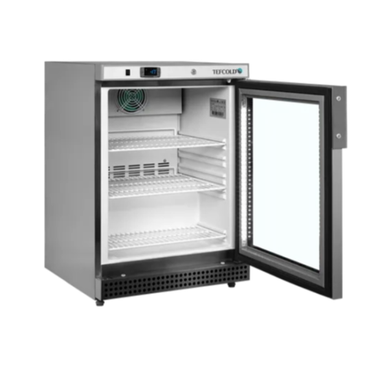 Tefcold UF200VGS 120 Litre Stainless Steel Glass Door Display Freezer
