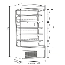 Prodis XMD900MK2 1m Grey Open Front Multideck Display Chiller