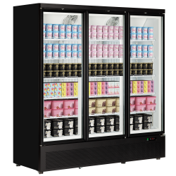 Tefcold Atom Maxi F3DB Black Three Door Glass Display Freezer