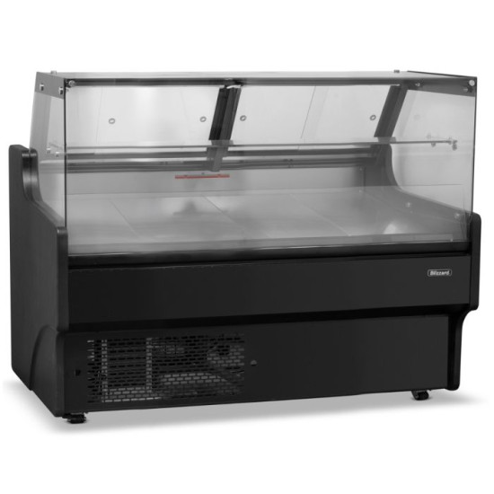 Blizzard BFG130BK 1.3m Flat Glass Serve Over Display Counter - Black 