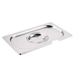 Vogue Stainless Steel 1/4 Gastronorm Pan Notched Lid