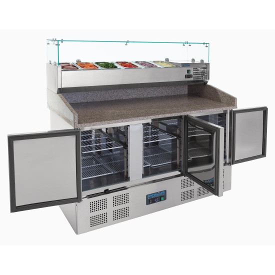Polar CN267 3 Door Pizza Prep Counter Fridge