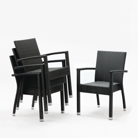 Bolero DL477 Wicker Armchairs Charcoal (Pack of 4) 