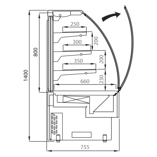 Tefcold EVO902 0.9m Black Patisserie Display (R290)