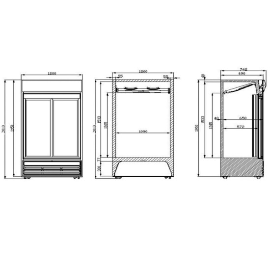 Tefcold FSC1200S 945 Litre Double Sliding Glass Door Upright Merchandiser