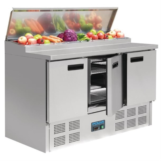 Polar G605 3 Door Pizza Prep Counter Fridge