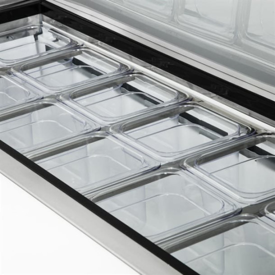 Polar GD883 Wide Double Door Stainless Steel Prep Counter Fridge