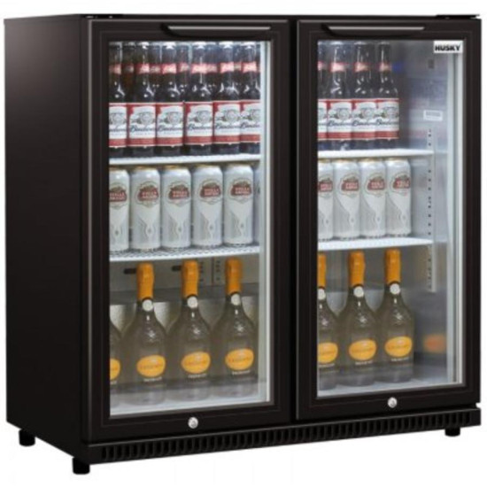 Husky C2H Black Double Hinged Door Bottle Cooler
