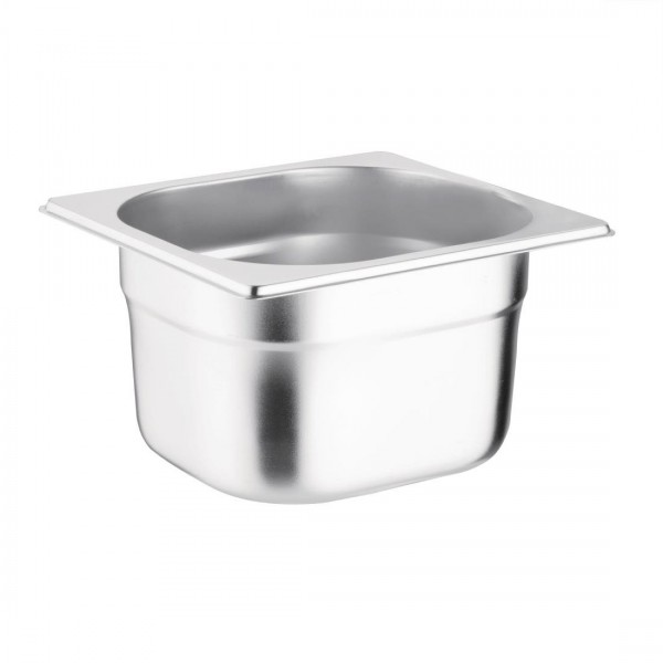Vogue Stainless Steel 1/6 One Sixth Size 100mm Deep Gastronorm Pan
