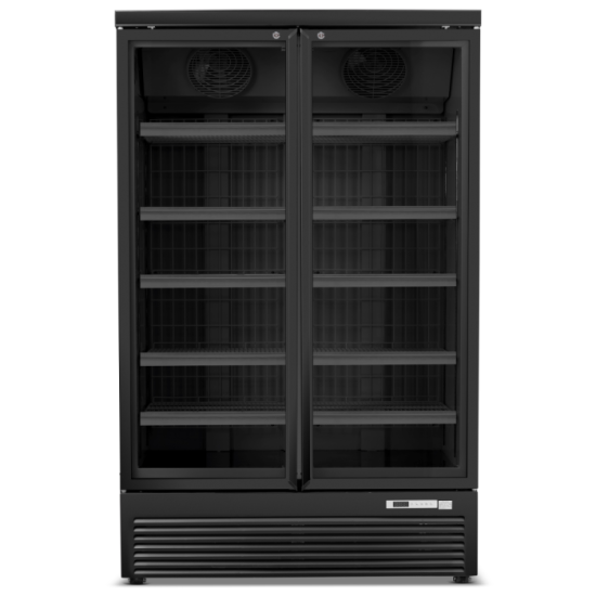 Blizzard BMF2 Black Double Hinged Glass Door Display Freezer 