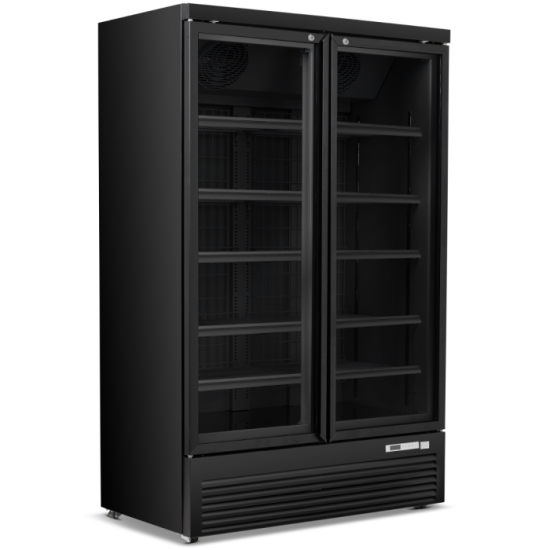 Blizzard BMF2 Black Double Hinged Glass Door Display Freezer 