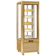 Tecfrigo PRISMA-400RG Single Door Cake Fridge in Gold with Rotating Shelves