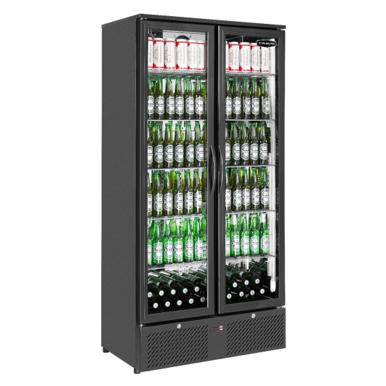 Sterling Pro SP220-BK Black Double Door Upright Bottle Cooler 