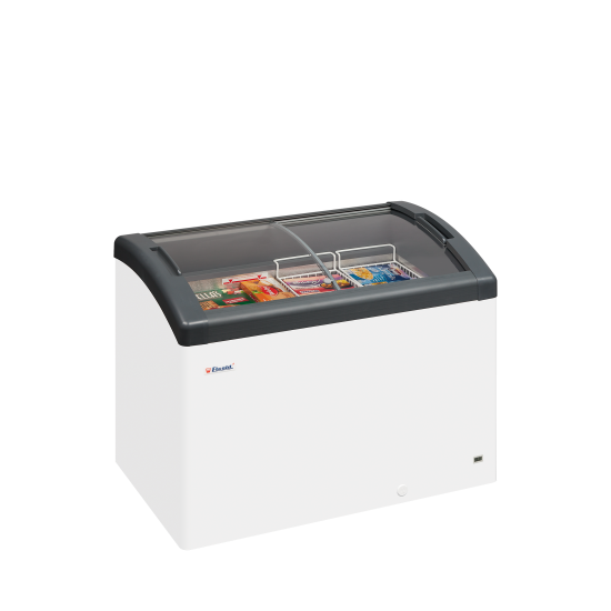 FOCUS 106 GREY Sliding Curved Glass Lid Chest Freezer