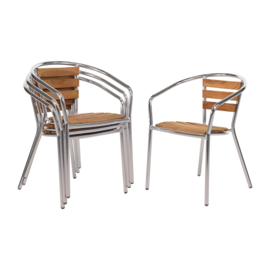Bolero Aluminium and Ash Stacking Chair (Pack of 4)