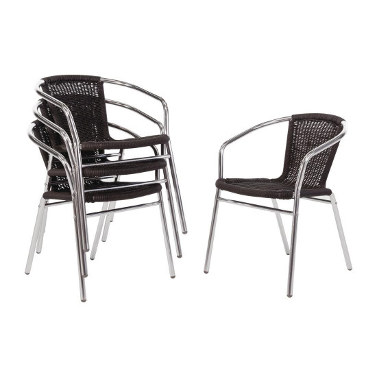 Bolero U507 Aluminium and Black Wicker Stacking Chairs (pack of 4)