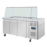 Polar UA018 GN Saladette Counter with Square Sneeze Guard 3 Door