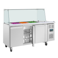 Polar UA018 GN Saladette Counter with Square Sneeze Guard 3 Door