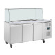 Polar UA018 GN Saladette Counter with Square Sneeze Guard 3 Door