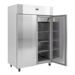 Polar UA032 1400ltr Stainless Steel Double Door Upright Storage Fridge