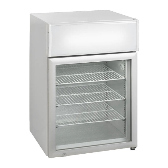 Tefcold UF100GCP: 116Ltr Countertop Glass Door Display Freezer with Canopy