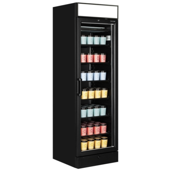 Tefcold UFSC371GCP Black Single Door Upright Display Freezer