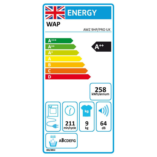 Whirlpool AWZ9HP/PRO 9kg 6th Sense Heat Pump Condensor Dryer