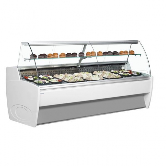 Frilixa Vista 25 2.5m Curved Glass Serve Over Counter Chilled Display Counters Corr Chilled